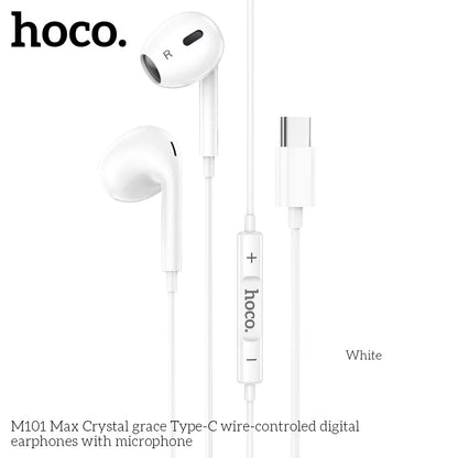 HOCO M101 Max Crystal Grace Type-C Wire-Controled Digital Earphones with Microphone