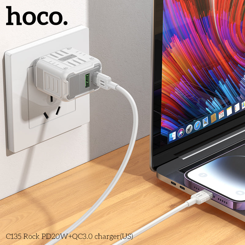 HOCO C135 20W USB-C +QC3.0 USB-A Multi-Port Charger