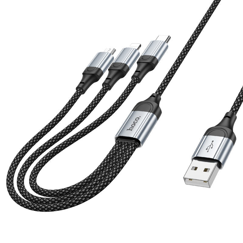 HOCO X102 3-in-1 Charging Data Sync Cable 1m (Lightning / Micro-USB / Type-C)