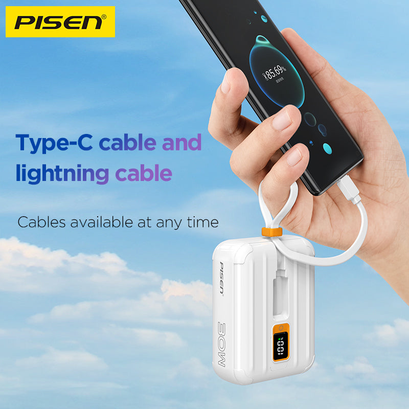 PISEN Power Tiny 30W 10000mAh Power Bank with Dual Cable