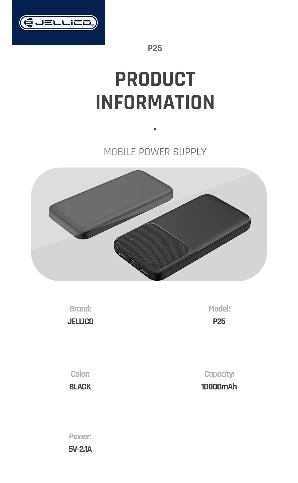 Jellico P25 10000mAh Power Bank