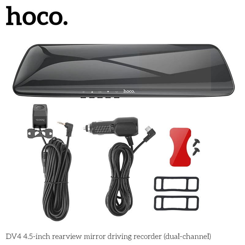 HOCO DV4 Rearview Mirror 4.5-inch Front/Back Driving Recorder(dual-channel)