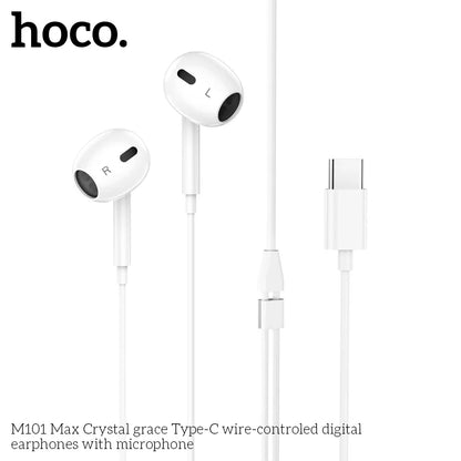 HOCO M101 Max Crystal Grace Type-C Wire-Controled Digital Earphones with Microphone