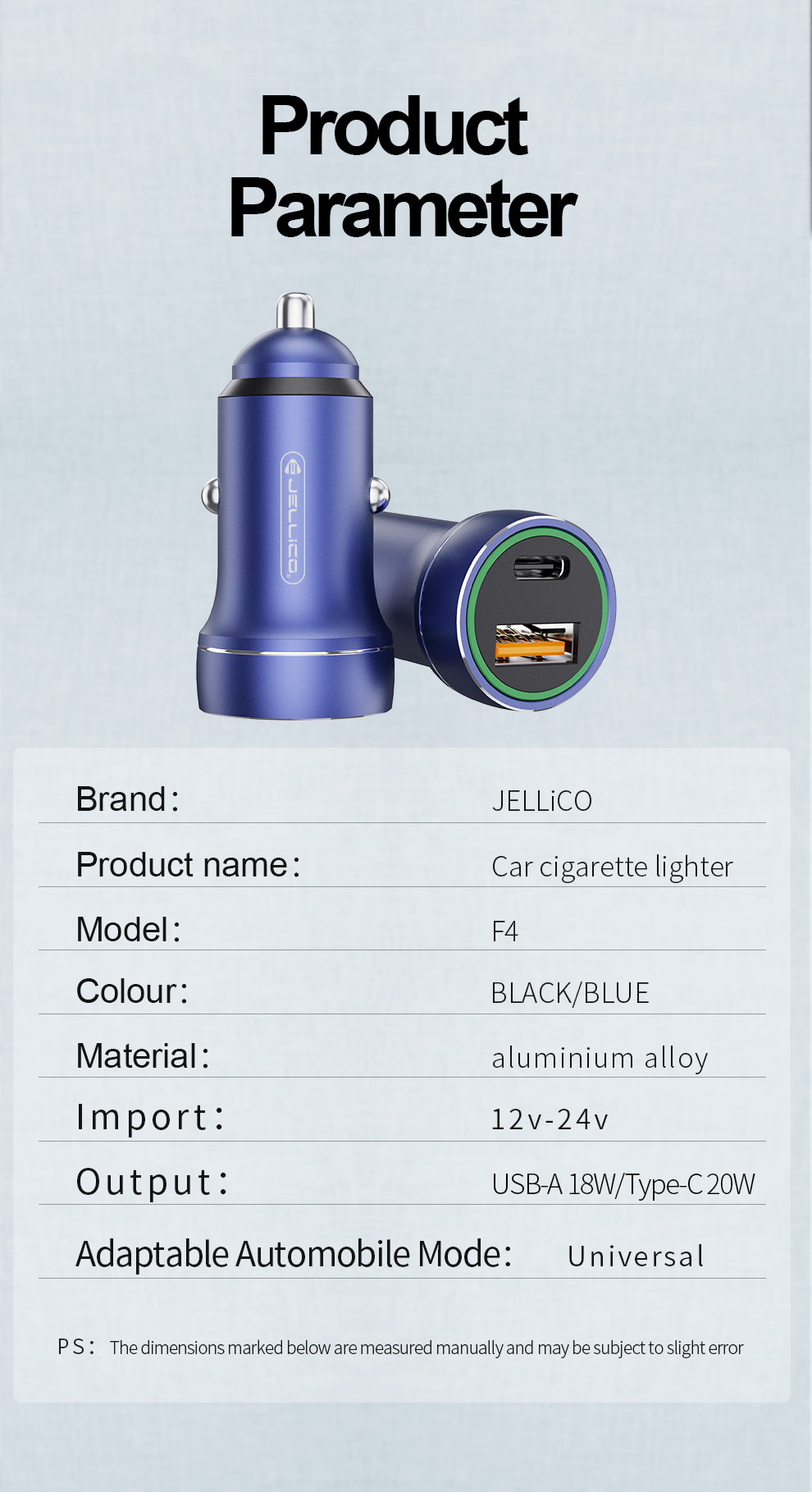 Jellico F4 QC+PD 20W Car charger