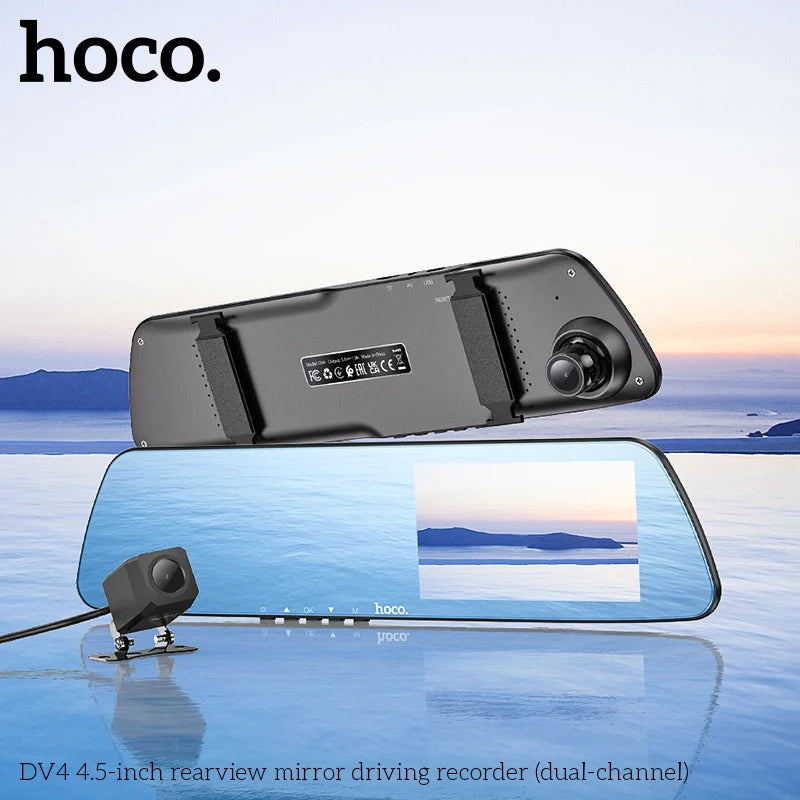 HOCO DV4 Rearview Mirror 4.5-inch Front/Back Driving Recorder(dual-channel)