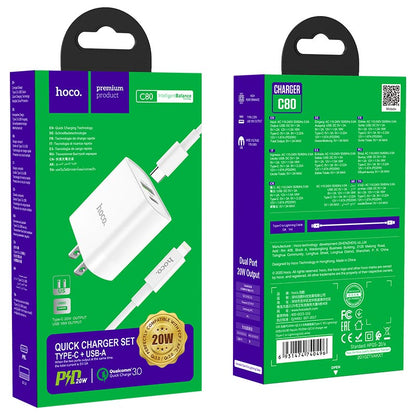 HOCO C80 PD20W + QC3.0 Charger (US) Set