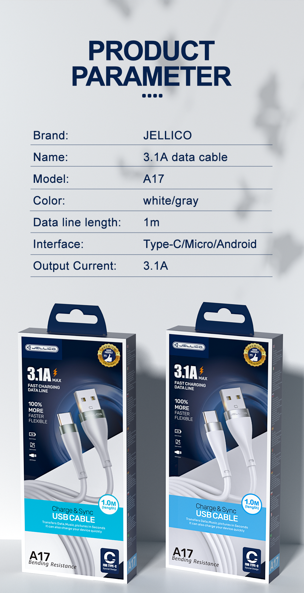 Jellico A17 Fast Charging Data Cable