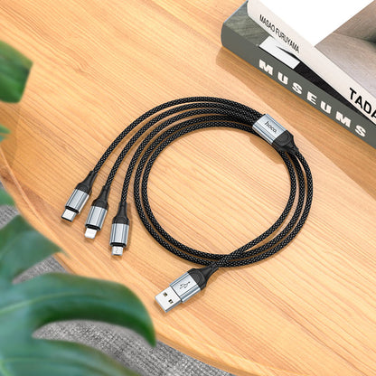 HOCO X102 3-in-1 Charging Data Sync Cable 1m (Lightning / Micro-USB / Type-C)