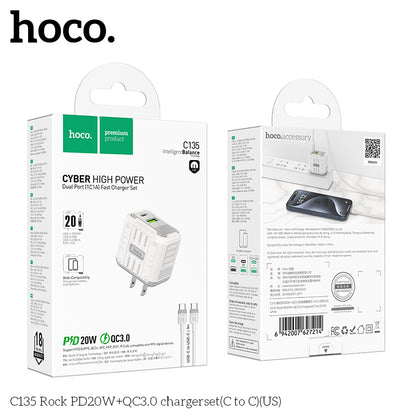 HOCO C135 20W USB-C +QC3.0 USB-A Multi-Port Charger