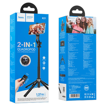 HOCO K21 Live Broadcast Holder (with Bluetooth Remote) Selfie Stick Tripod