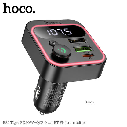 HOCO E85 38W PD20W+QC3.0 Car Charger with Bluetooth + FM Transmitter, RGB Light