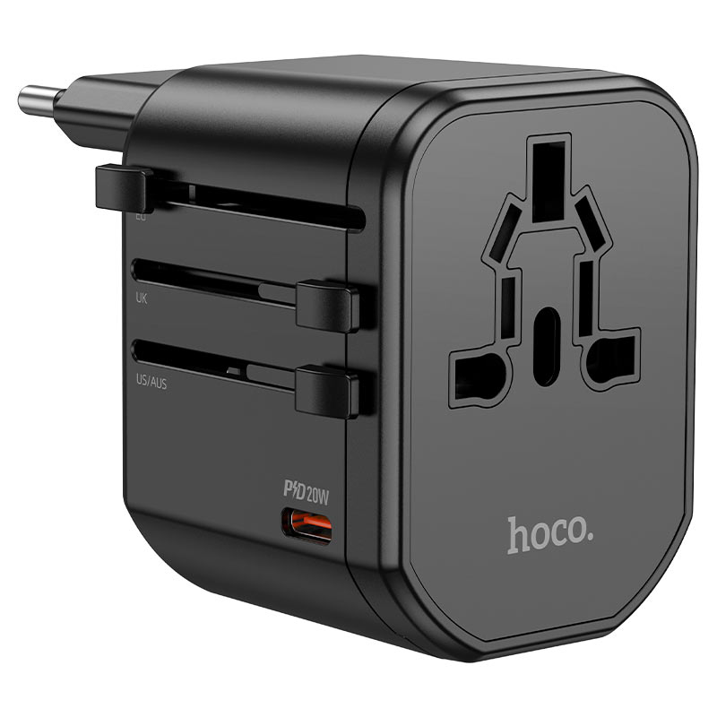 HOCO AC15 PD20W Conversion Charger 3 Ports EU/US/UK/AU Portable Travel Charger