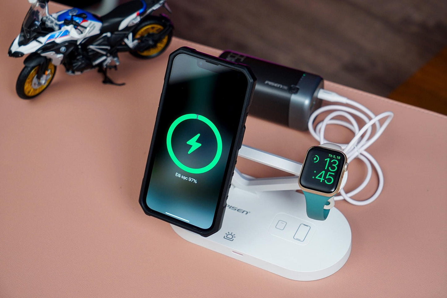 PISEN TP-C24 3-in-1 Night Light Wireless Charging Stand