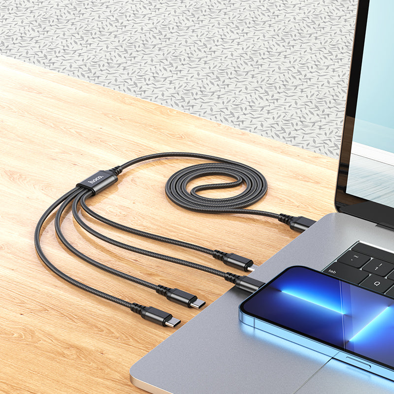 HOCO X76 4-in-1 Charging Cable (USB-A to Type-C+Type-C+Lightning+Micro)