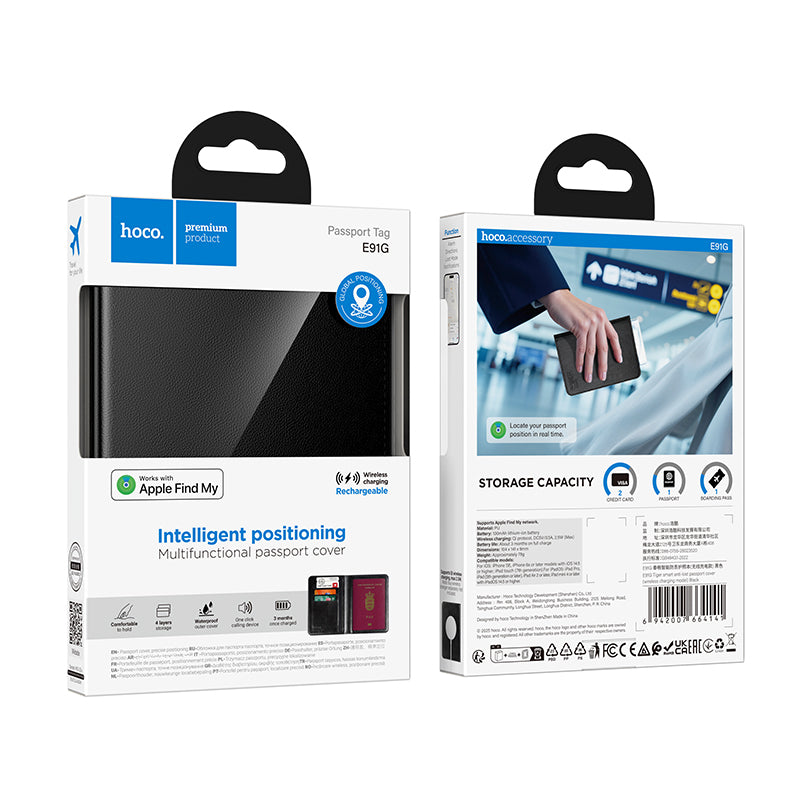 HOCO E91G Anti-Loss Smart Passport Cover (Wireless Charging Model) (Apple Only)