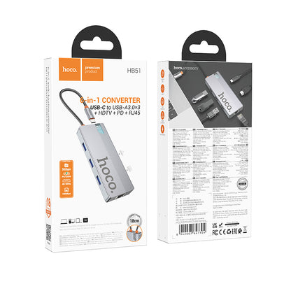 HOCO HB51 Type-C to HDTV + RJ45 + PD + 3xUSB3.0 6-in-1 Converter/Adapter/Hub