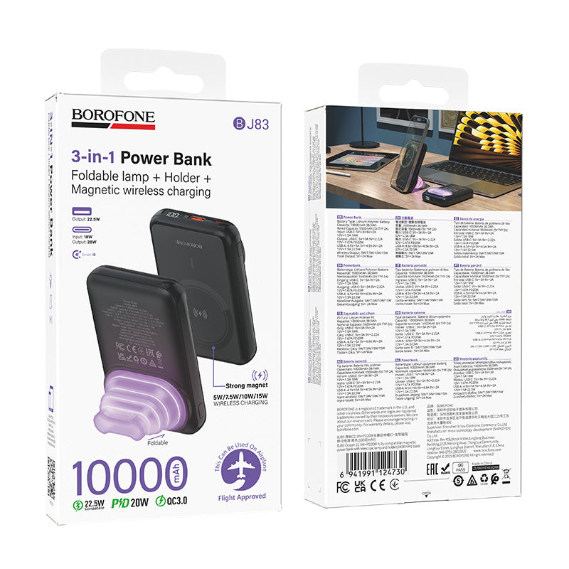 HOCO BOROFONE BJ83 10000mAh 22.5W + PD20W Wireless Charging Power Bank with Stand