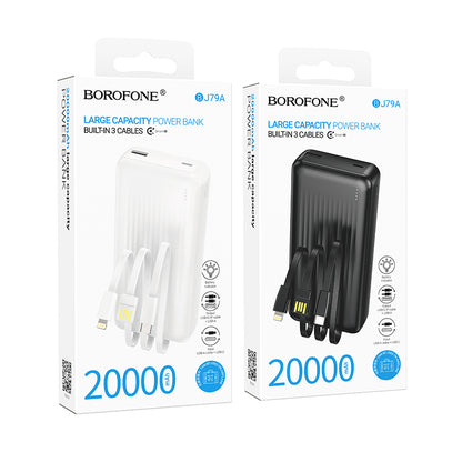 HOCO BOROFONE BJ79A 20000mAh Power Bank with 3 Cables(USB-A+Type-C+Lightning) (3C/CCC Certified) (A+)