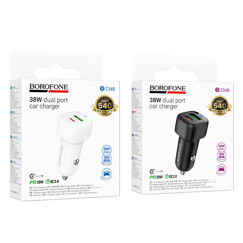 HOCO BOROFONE BZ34B PD38W Type-C and USB-A Car Fast Charger