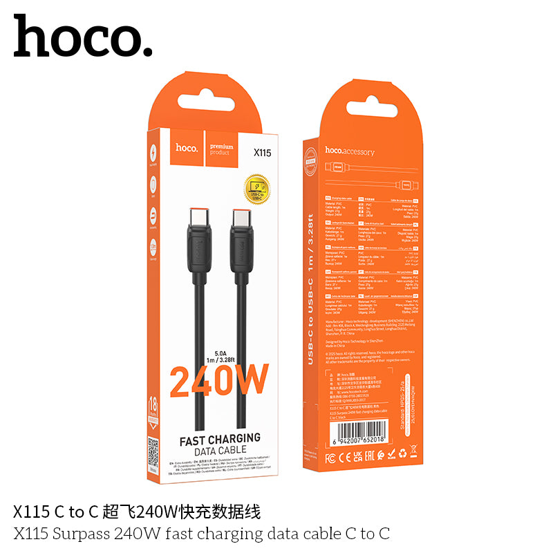 X115 Surpass 240W fast charging data cable C to C