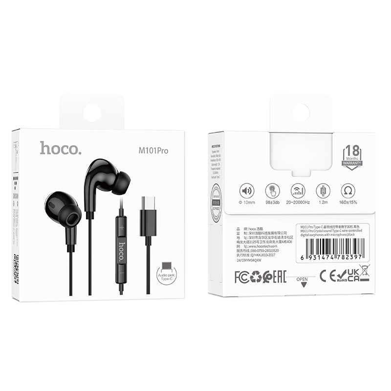 HOCO M101 Pro Type-C Wire-Controled Digital Earphones with Microphone