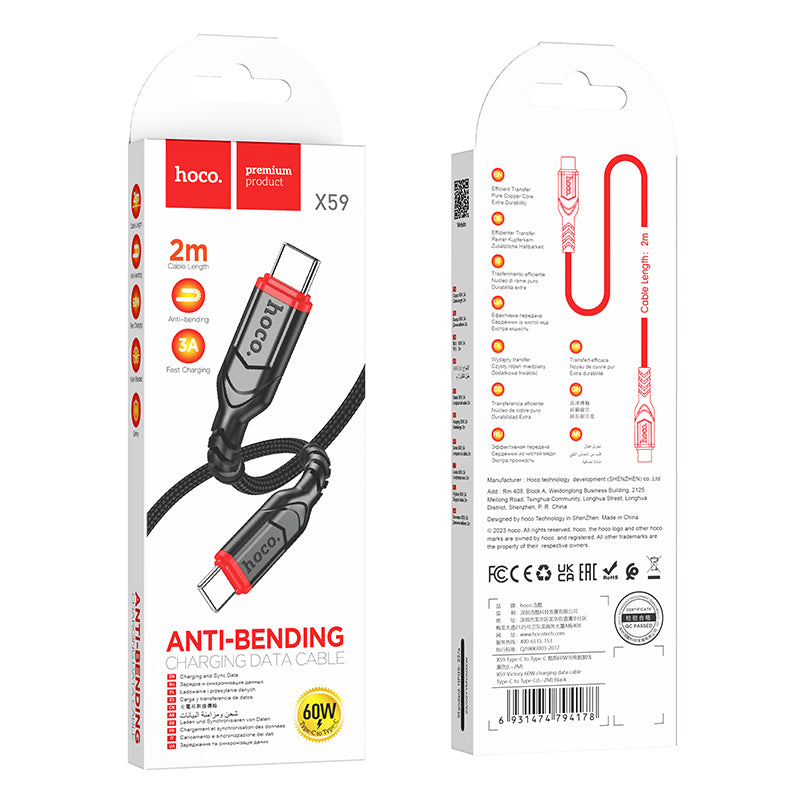 HOCO X59 Charging Data Cable (C to L, C to C, A to C, A to L)(2m, 3m)