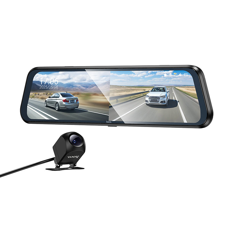 HOCO DV16 Rearview Mirror 9.66-inch Front/Back Driving Recorder(dual-channel)