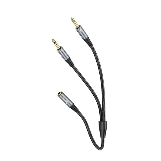 HOCO UPA21 2 in 1 3.5mm Female to 2 x Male Headset Audio Adapter Cable AUX Spliter 25cm