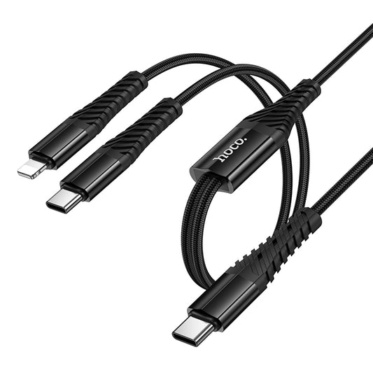 HOCO X123 Type-C to Type-C + Lightning 2 in 1 Charging Cable 1m