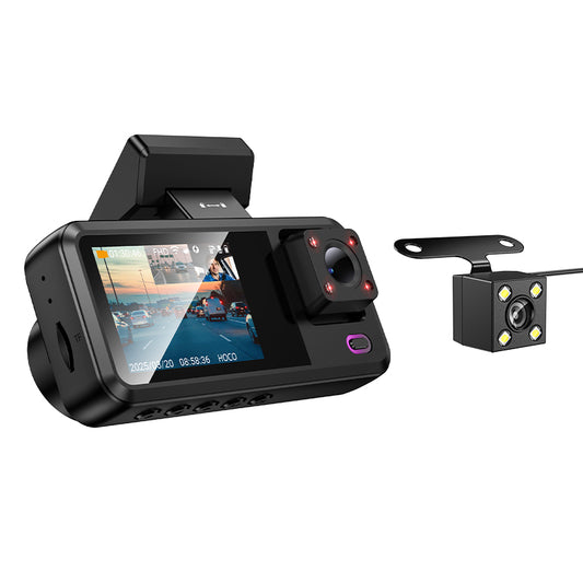 HOCO DV15 3-Channel Driving Recorder with Rear Camera(Front+Interior+Rear), 2 Inch Screen