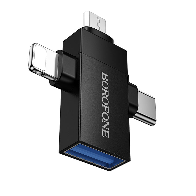 HOCO BOROFONE BV26D Lightning / Type-C / Micro USB Male to USB-A Female USB2.0 3-in-1 Adapter