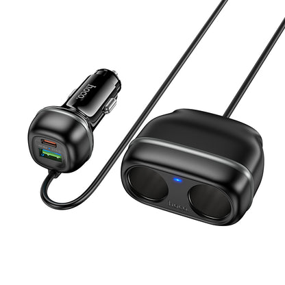 HOCO Z59 48W Dual Port Type-C + USB-A + 2×Cigarette Lighter Slot Car Charger