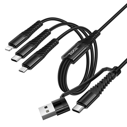 HOCO X123 USB-A/Type-C to Lightning, Type-C and Micro USB 3 in 2 Charging Cable 1m