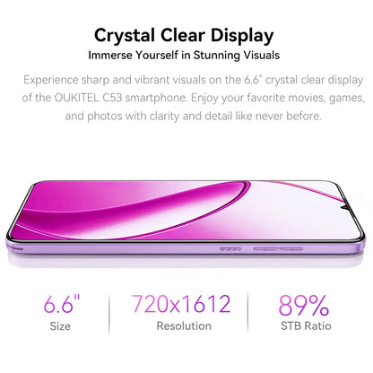 OUKITEL C53 Android 14 Smartphone (8+64GB) 4300mAh Battery 6.6-Inch Vivid Display