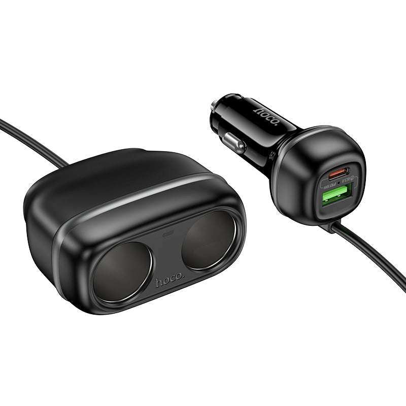 HOCO Z59 48W Dual Port Type-C + USB-A + 2×Cigarette Lighter Slot Car Charger