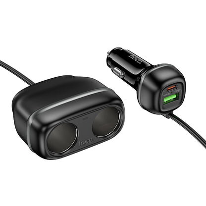 HOCO Z59 48W Dual Port Type-C + USB-A + 2×Cigarette Lighter Slot Car Charger