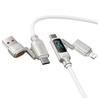 HOCO U152 240W 4-in-1 Charging Data Cable with Display USB-A/Type-C to Lightning/Type-C