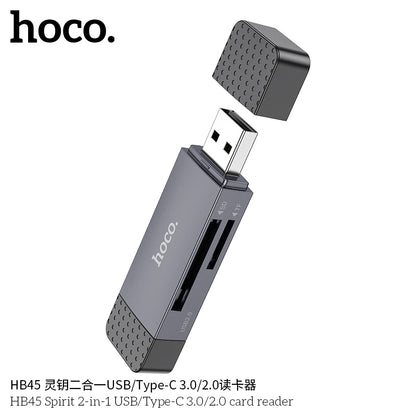 HB45 Spirit 2-in-1 USB/Type-C 2.0 card reader