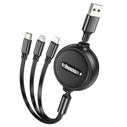 HOCO X75 3-in-1 Double-Pull Charging Data Cable (Lightning+Micro+Type-C)