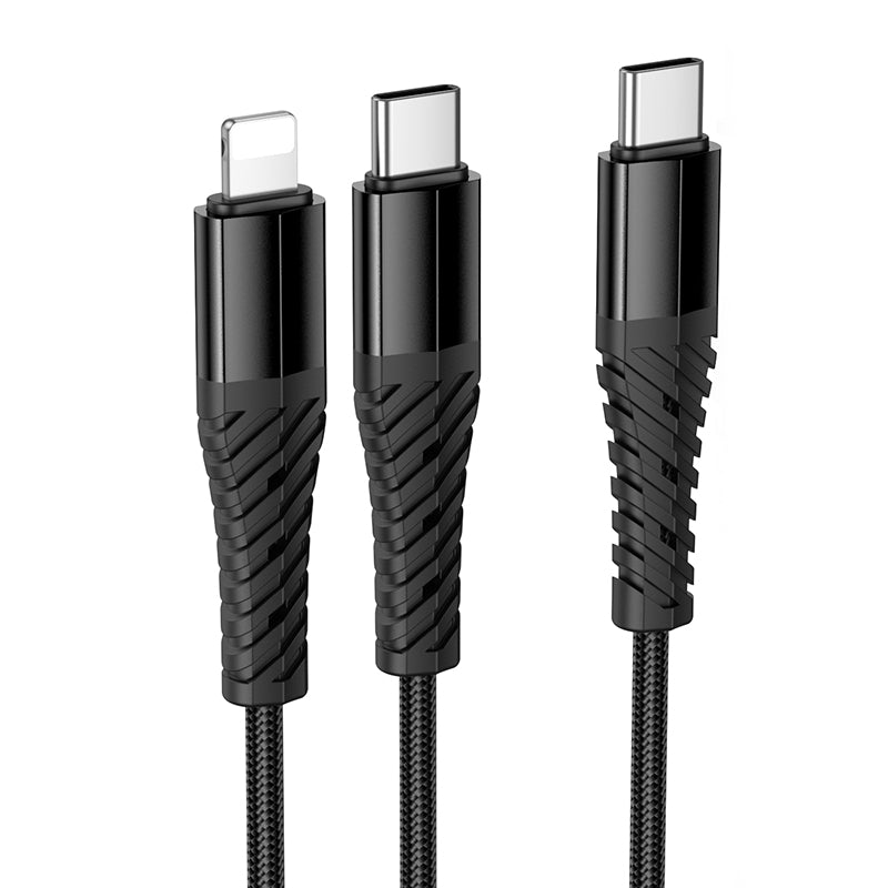 HOCO X123 Type-C to Type-C + Lightning 2 in 1 Charging Cable 1m
