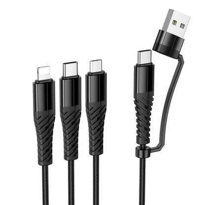 HOCO X123 USB-A/Type-C to Lightning, Type-C and Micro USB 3 in 2 Charging Cable 1m