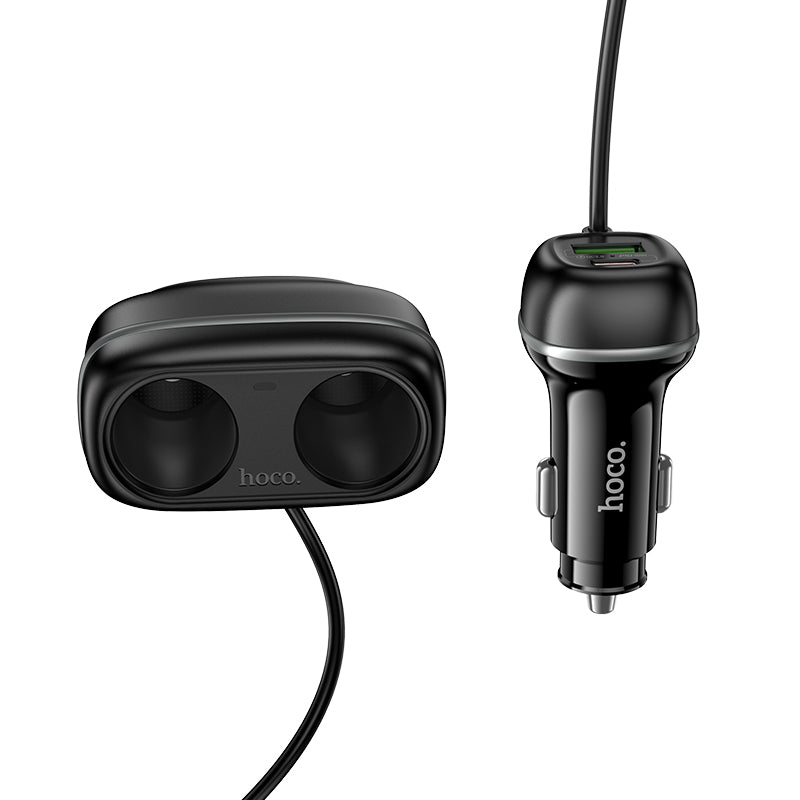 HOCO Z59 48W Dual Port Type-C + USB-A + 2×Cigarette Lighter Slot Car Charger
