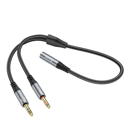 HOCO UPA21 2 in 1 3.5mm Female to 2 x Male Headset Audio Adapter Cable AUX Spliter 25cm