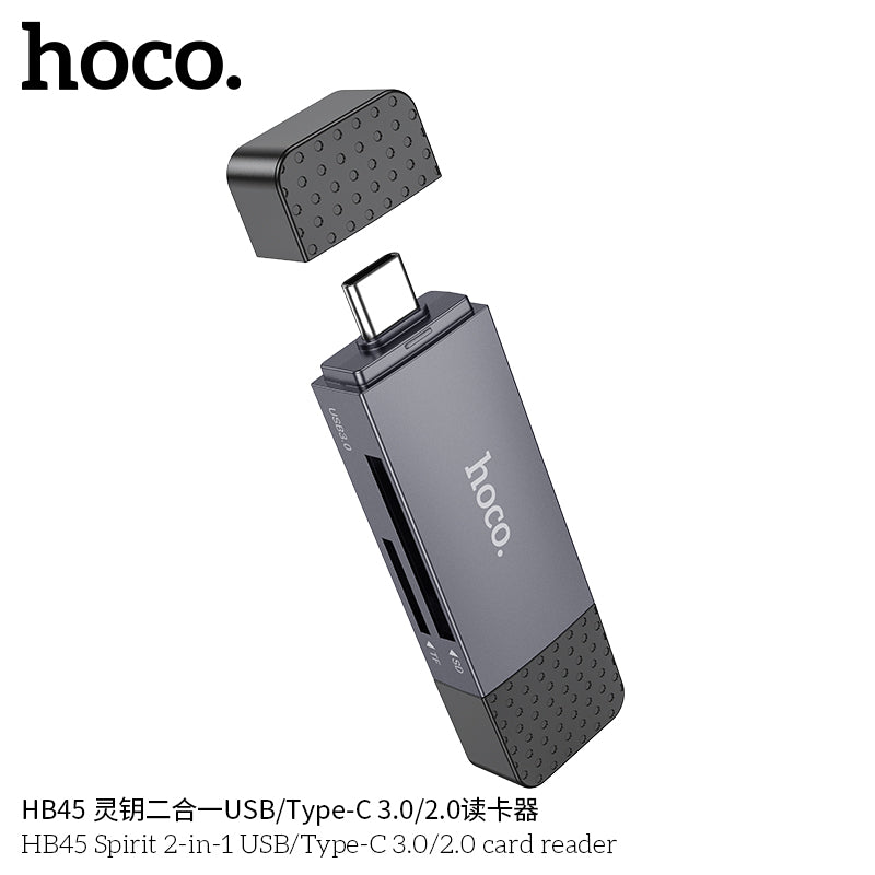 HB45 Spirit 2-in-1 USB/Type-C 2.0 card reader