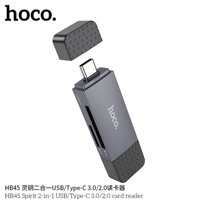 HB45 Spirit 2-in-1 USB/Type-C 2.0 card reader
