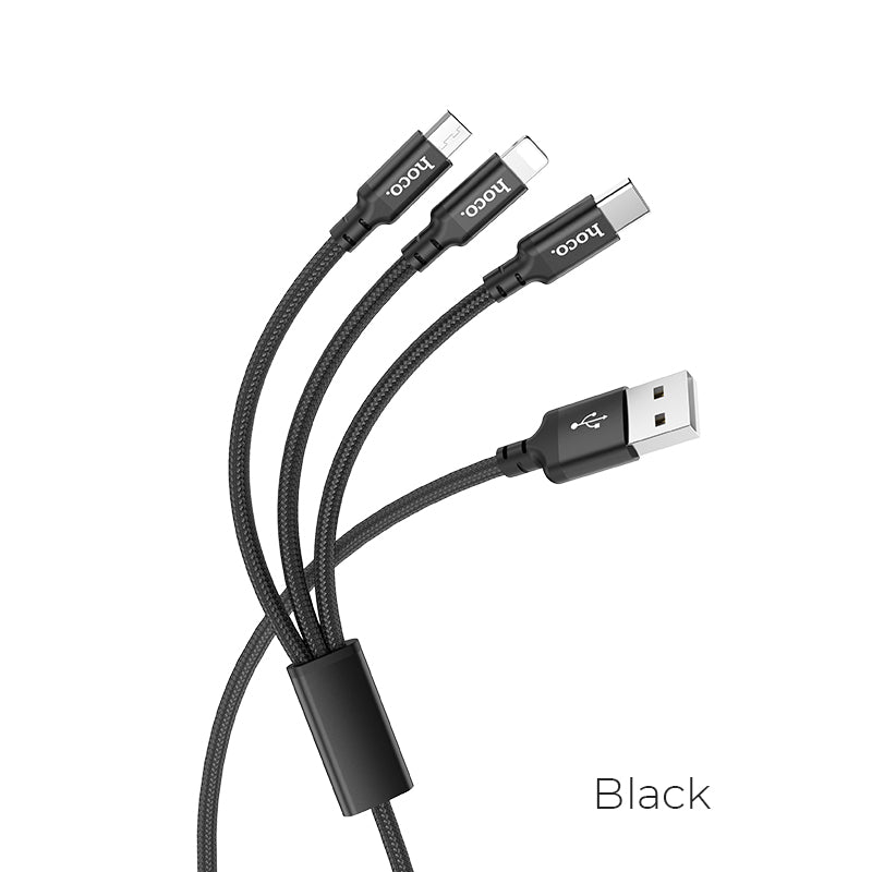 HOCO X14 3-in-1 Charging Cable 1m (Lightning / Micro-USB / Type-C)