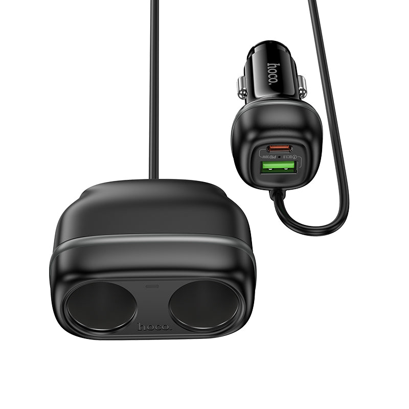 HOCO Z59 48W Dual Port Type-C + USB-A + 2×Cigarette Lighter Slot Car Charger