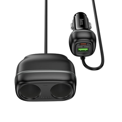 HOCO Z59 48W Dual Port Type-C + USB-A + 2×Cigarette Lighter Slot Car Charger