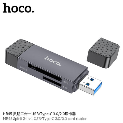 HB45 Spirit 2-in-1 USB/Type-C 2.0 card reader