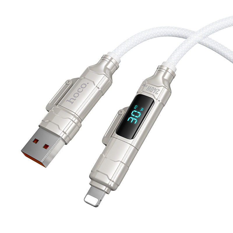 HOCO U152 240W 4-in-1 Charging Data Cable with Display USB-A/Type-C to Lightning/Type-C